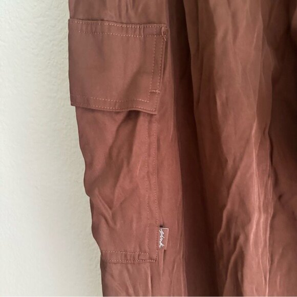 VS PINK Parachute Cargo Pants L Brown Satin Y2K Utilitycore Streetwear Baddie - Picture 8 of 12